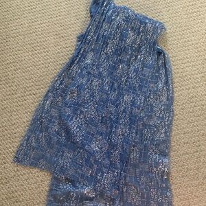 Blue and Silver Metallic Scarf Wrap 100” Long x 20” Wide